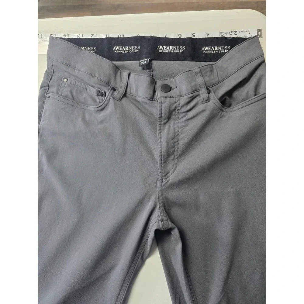 Awareness Kenneth Cole Men's Flex Relaxed Fit Gray Pants Casual Workwear 30x32